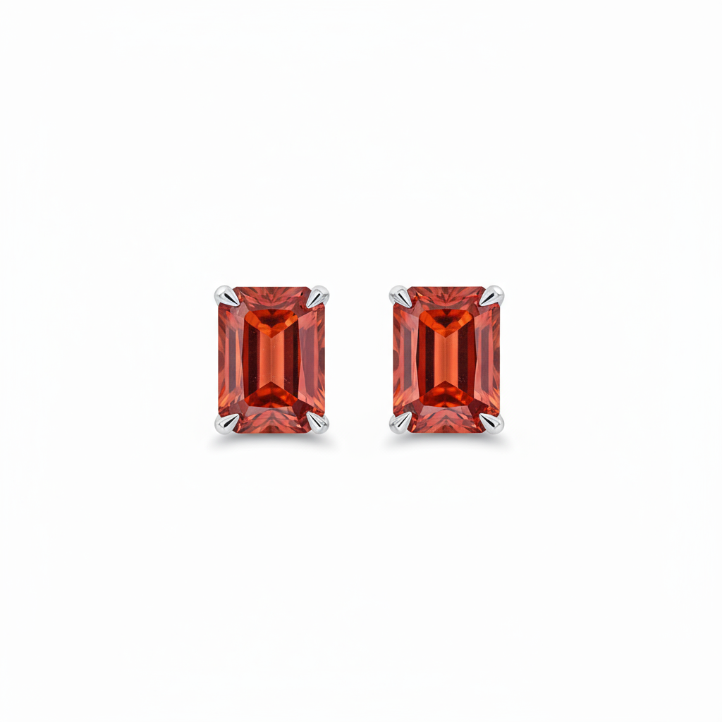Nexus Grande Stud Earrings – Orange Padparadscha Sapphire