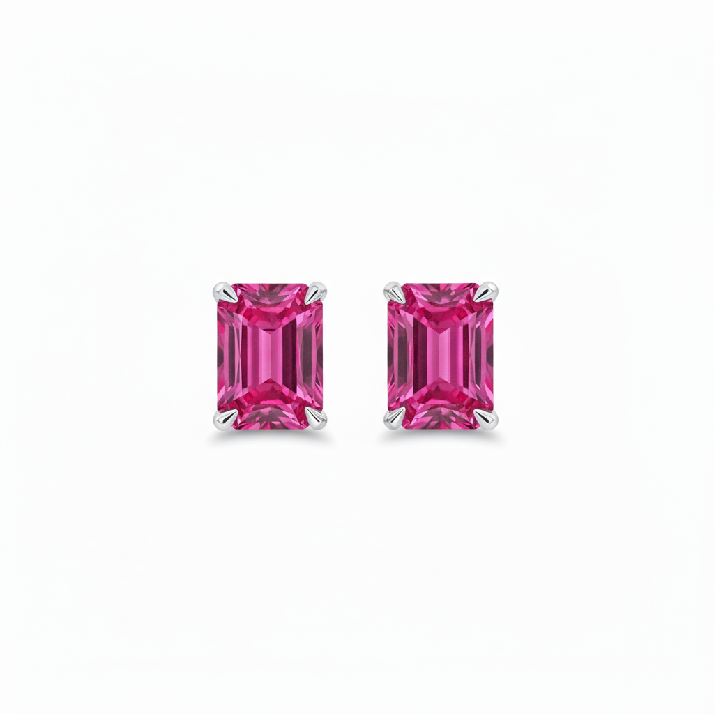 Nexus Grande Stud Earrings – Vivid Pink Sapphire