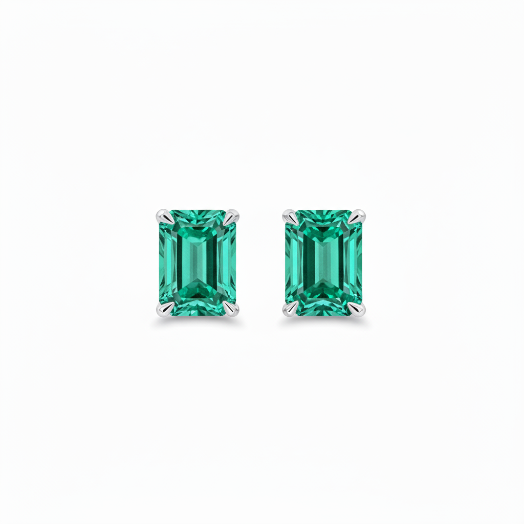 Nexus Grande Stud Earrings – Colombian Green Emerald