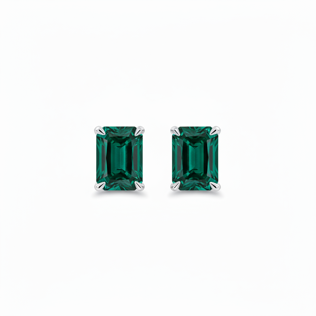 Nexus Grande Stud Earrings – Zambian Green Emerald