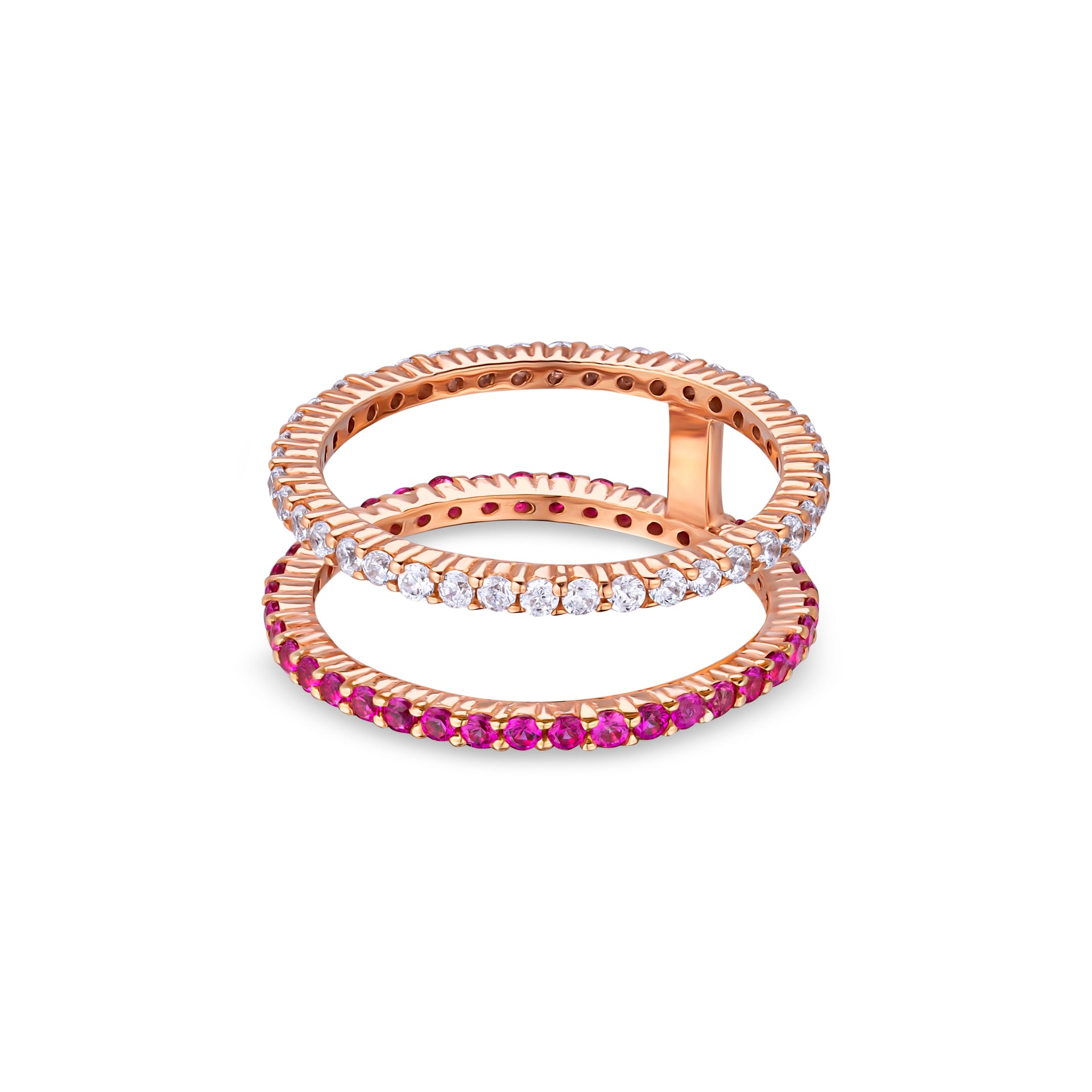 Linea Double Ring – Red Ruby