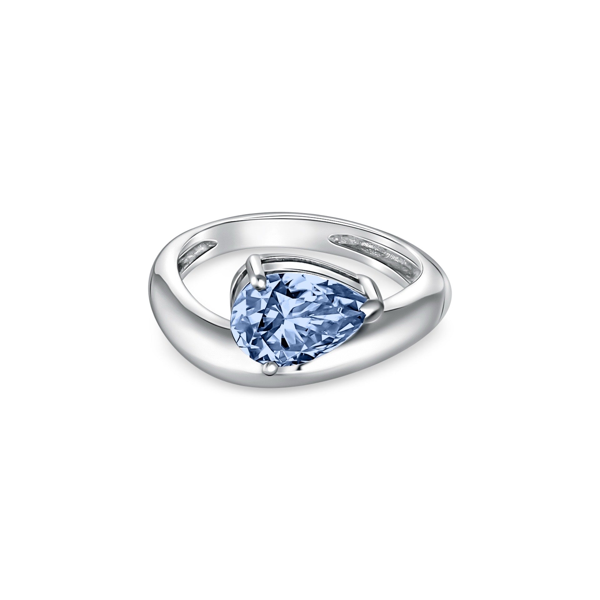 Nova Wave Solitaire Ring – Light Blue Aquamarine
