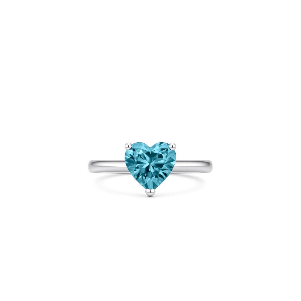 Amore Solitaire Ring – Teal Blue Spinel
