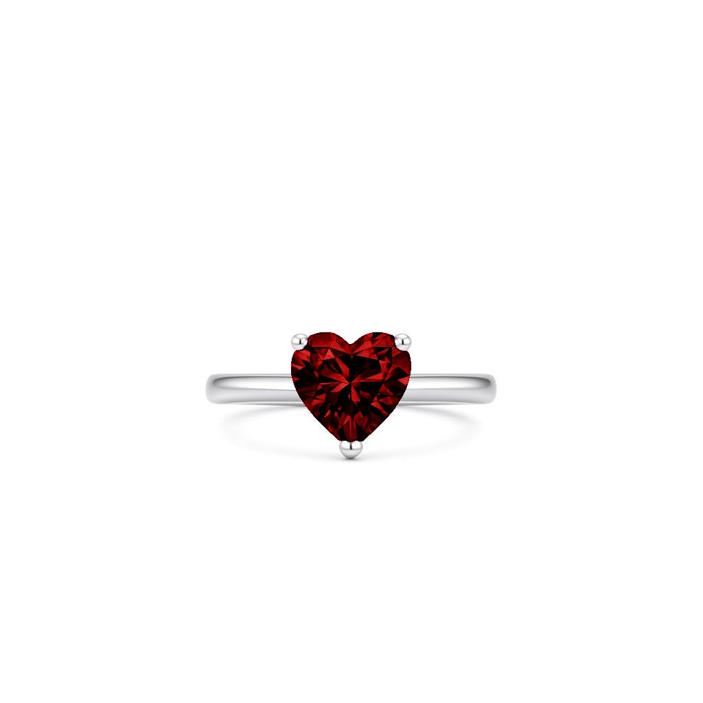 Amore Solitaire Ring – Deep Red Garnet