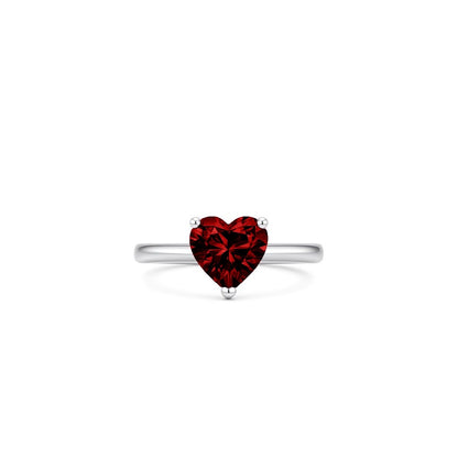Amore Solitaire Ring – Deep Red Garnet