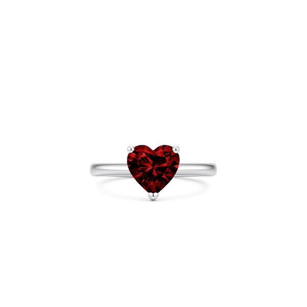 Amore Solitaire Ring – Deep Red Garnet