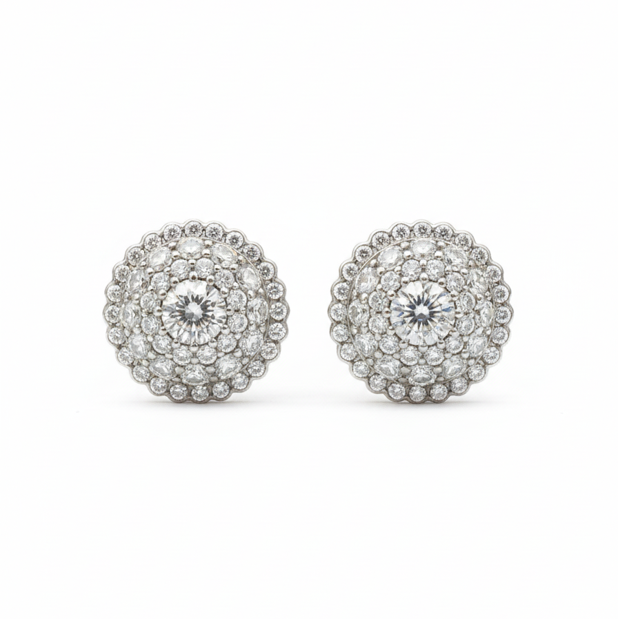 Juno Pavé Dome Earrings – White Diamond