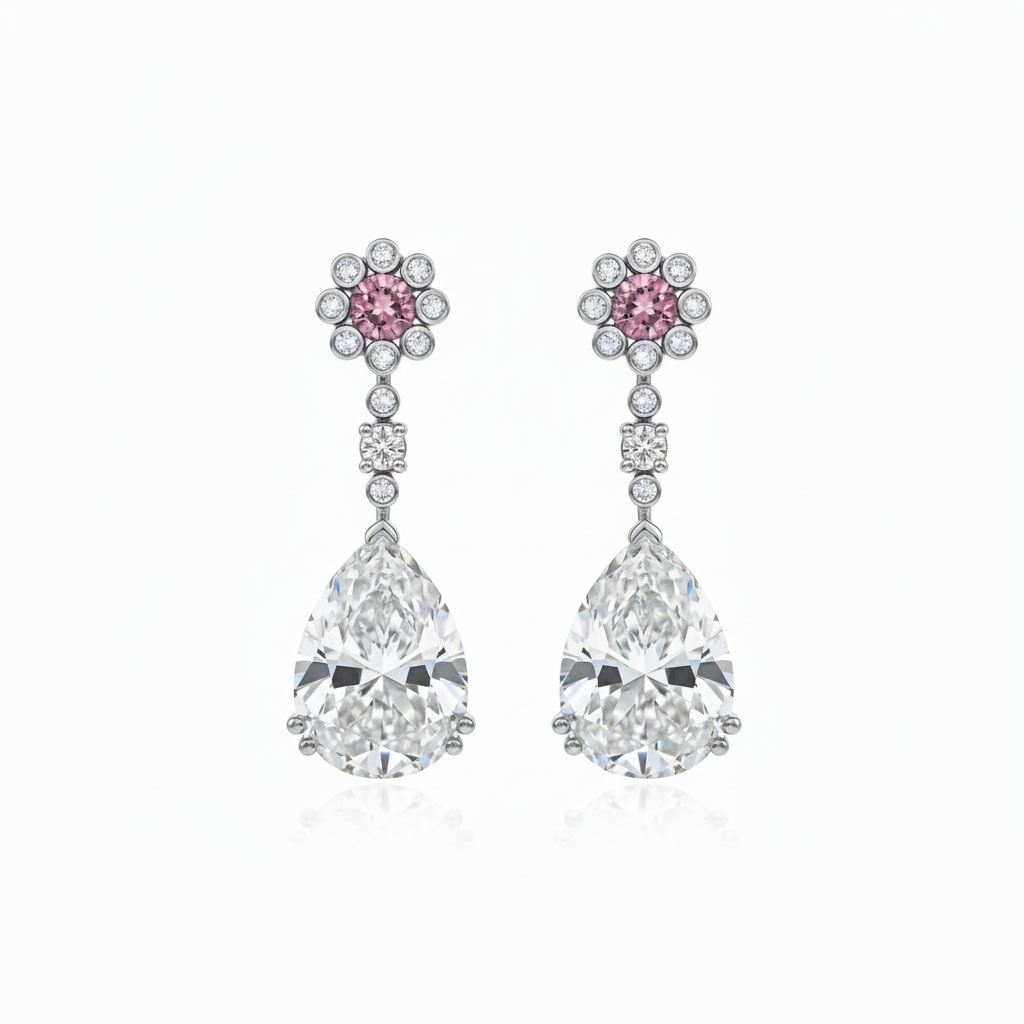 Nova Bloom Earrings – Light Pink Sapphire