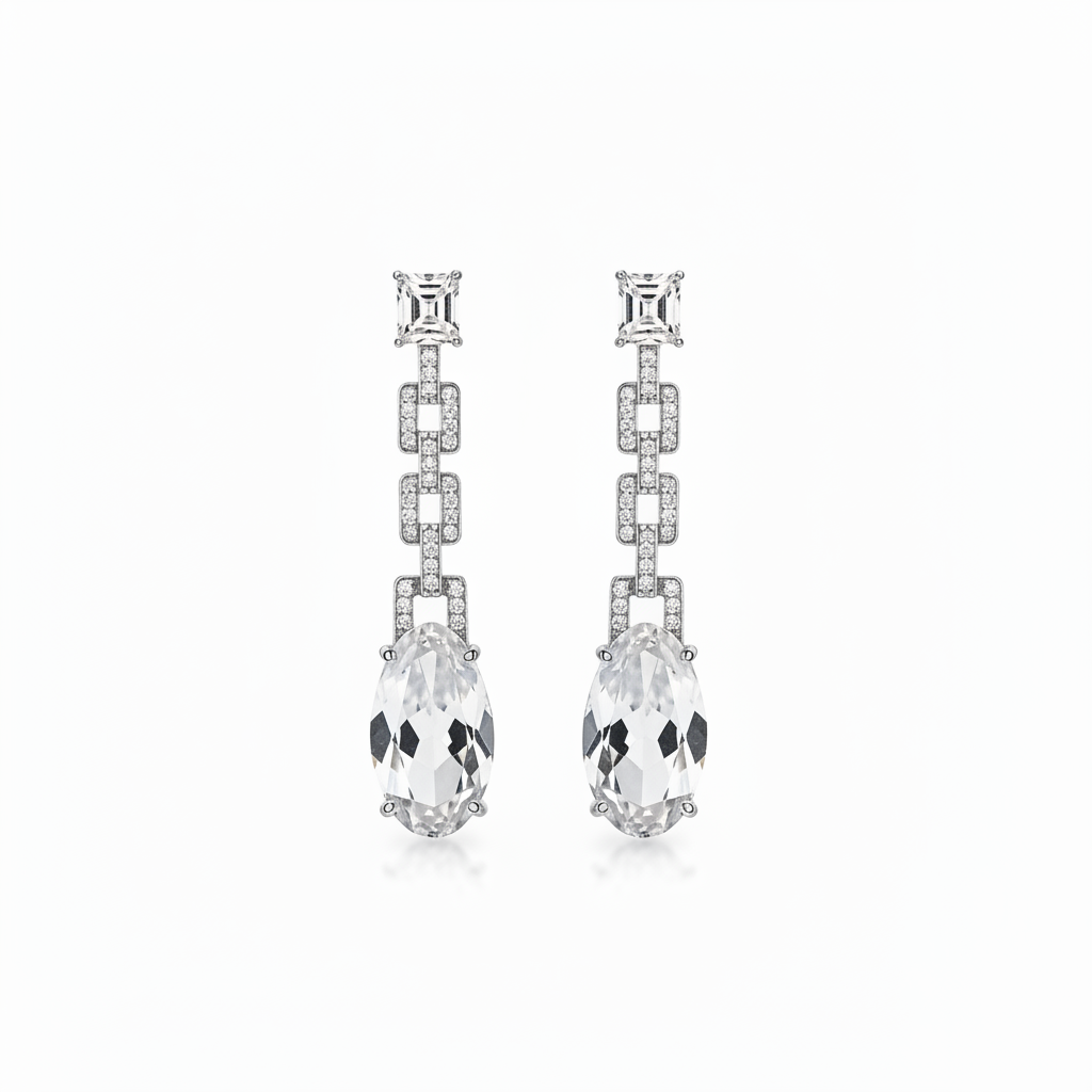 Velara Drop-Link Earrings – Rock Crystal