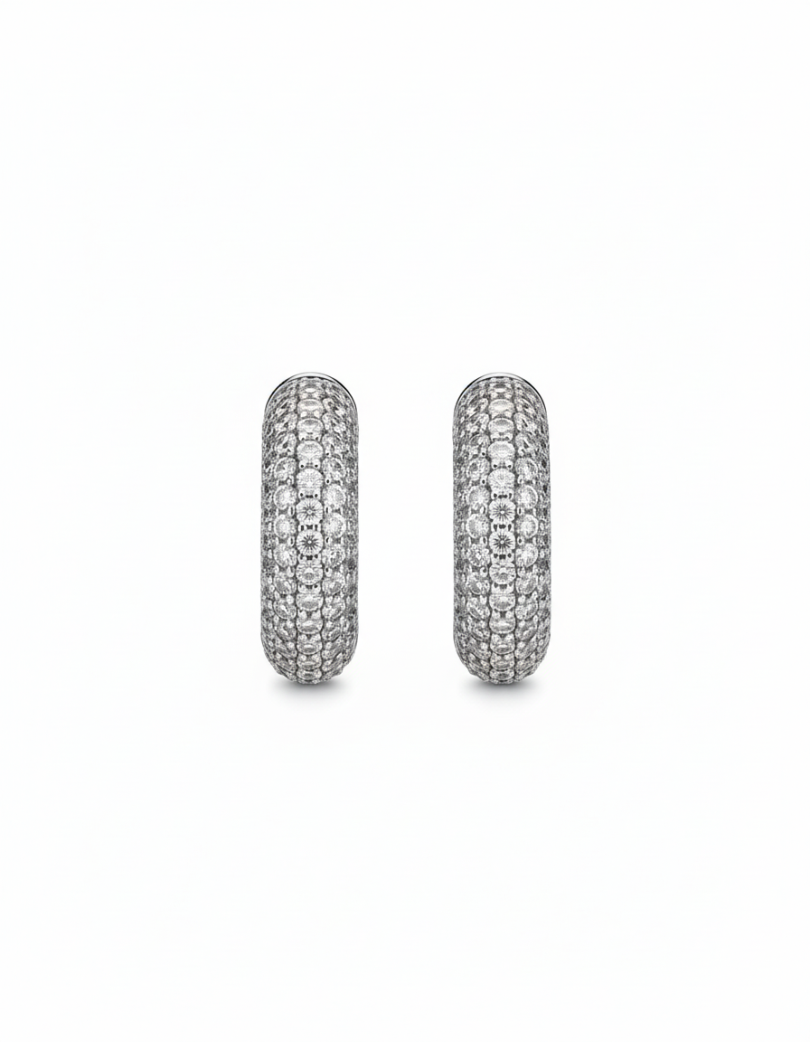 Linea Puffy Hoop Earrings – White Diamond