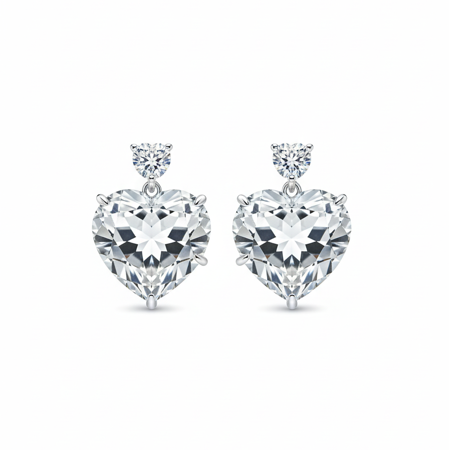 Amore Double Heart Earrings – Rock Crystal