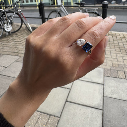 Nova Toi & Moi Ring – Light Blue Aquamarine
