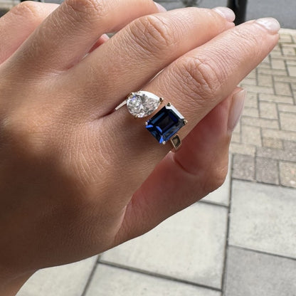 Nova Toi & Moi Ring – Light Blue Aquamarine