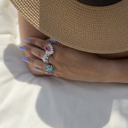 Linea Maxi Station Ring – Zambian Green Emerald