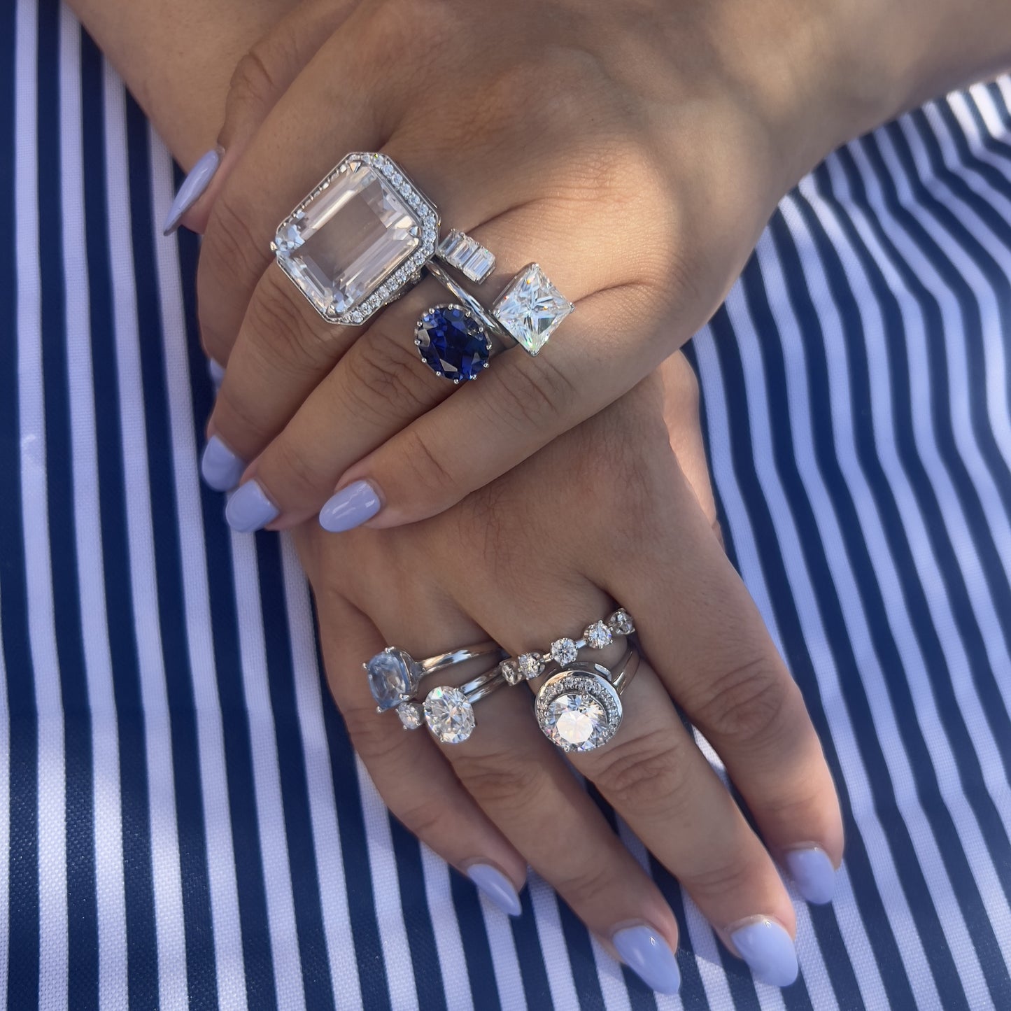 Velara Satellite Ring – Blue Sapphire