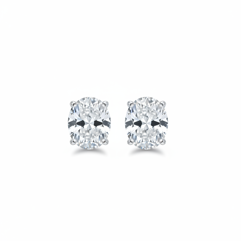 Oversized 10 tcw oval cut diamond stud earrings 