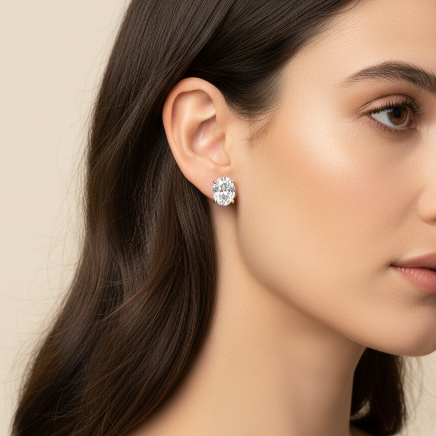 Velara Gala Stud Earrings – White Diamond
