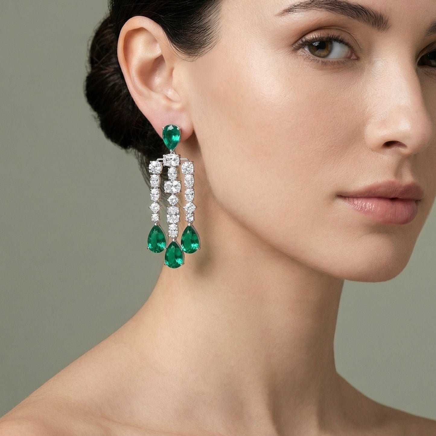 Nova Cascade Earrings – Colombian Green Emerald