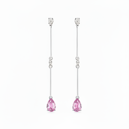 Nova Long Drop Earrings – Light Pink Sapphire