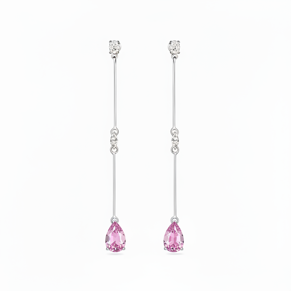 Nova Long Drop Earrings – Light Pink Sapphire