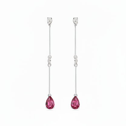 Nova Long Drop Earrings – Red Ruby