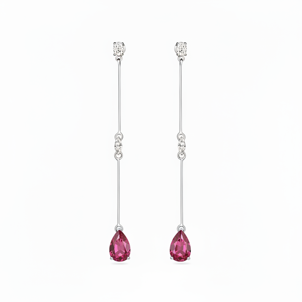 Nova Long Drop Earrings – Red Ruby