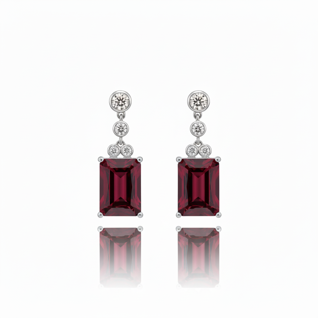 Nexus Drop Earrings – Deep Red Garnet