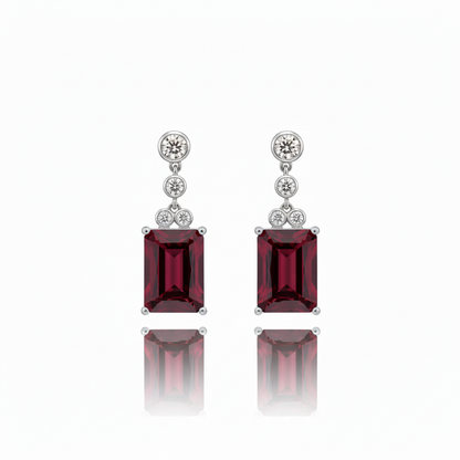 Nexus Drop Earrings – Deep Red Garnet