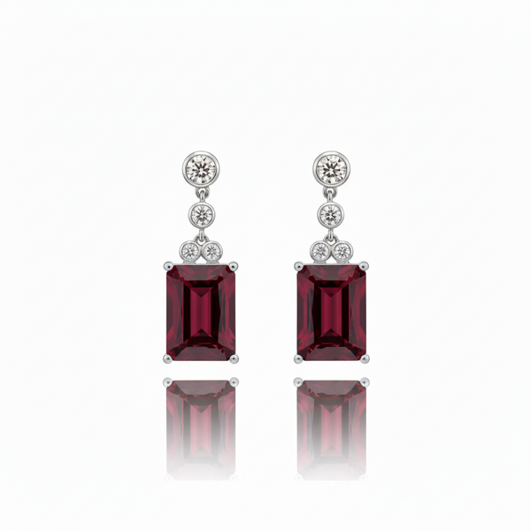 Nexus Drop Earrings – Deep Red Garnet