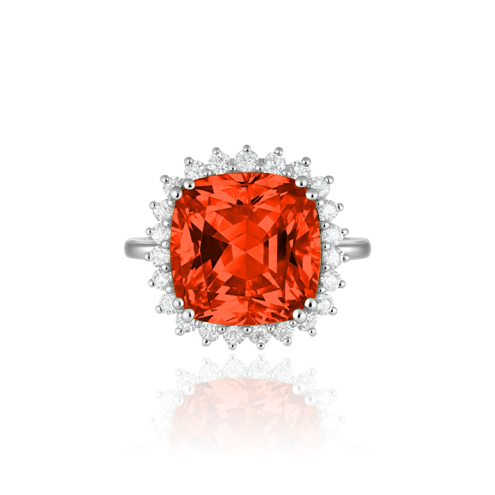 Aria Halo Statement Ring – Orange Padparadscha Sapphire