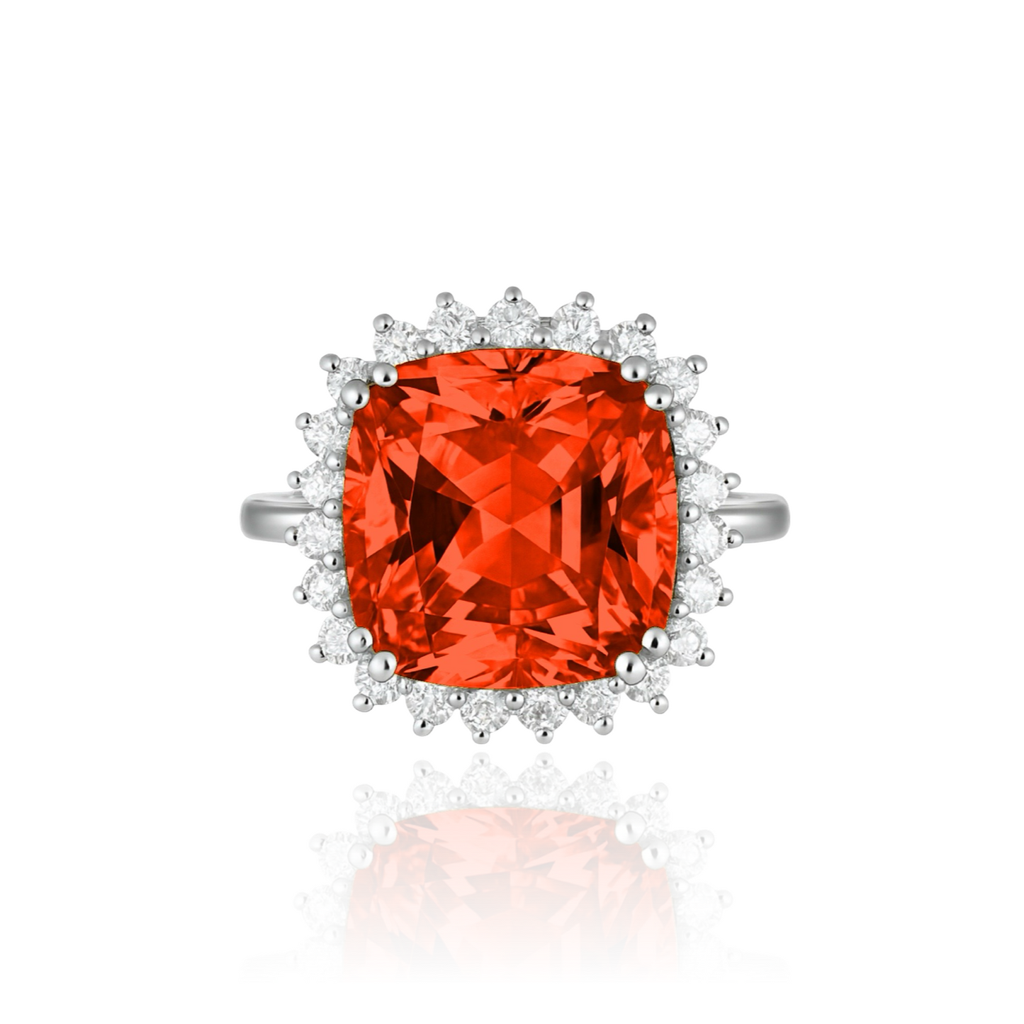 Aria Halo Statement Ring – Orange Padparadscha Sapphire