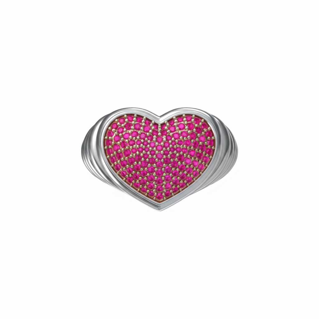 Amore Pavé Signet Ring – Red Ruby