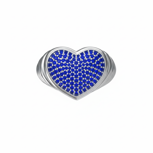 Amore Pavé Signet Ring – Blue Sapphire