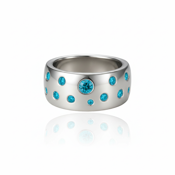 Linea Confetti Maxi Ring – Teal Blue Spinel