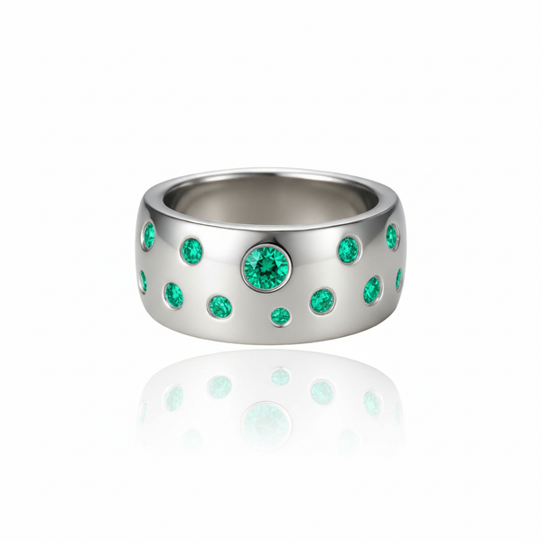 Linea Confetti Maxi Ring – Colombian Green Emerald