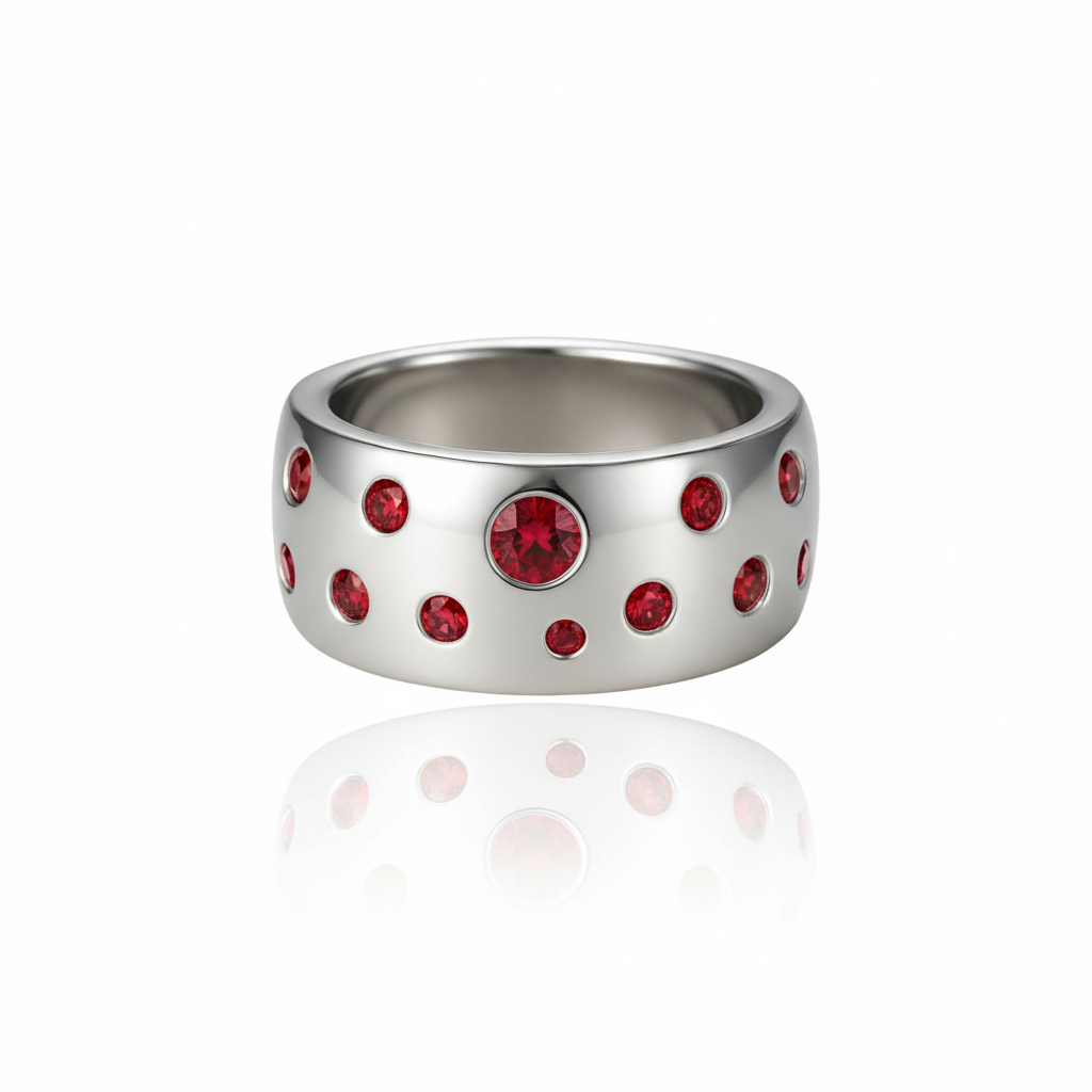 Linea Confetti Maxi Ring – Deep Red Garnet
