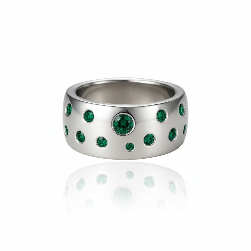 Linea Confetti Maxi Ring – Zambian Green Emerald