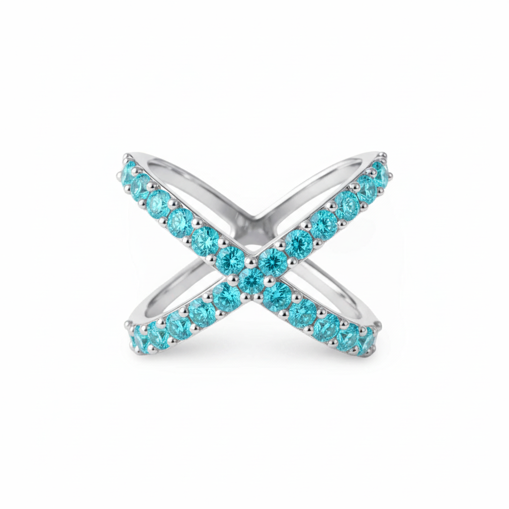 Linea X Ring – Teal Blue Spinel