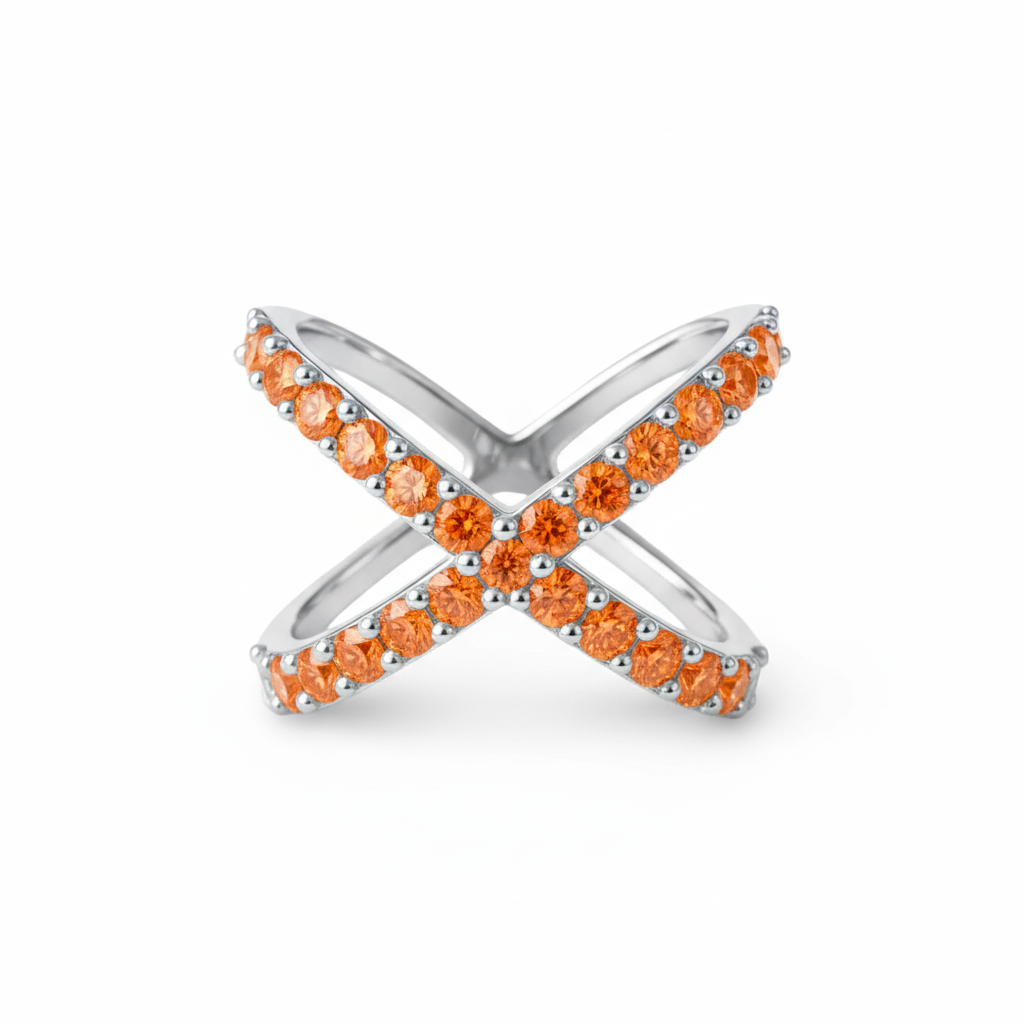 Linea X Ring – Orange Padparadscha Sapphire