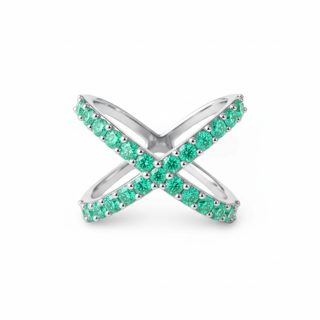 Linea X Ring – Colombian Green Emerald
