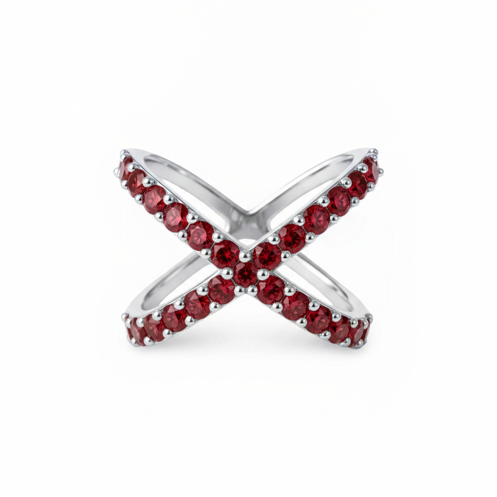 Linea X Ring – Deep Red Garnet