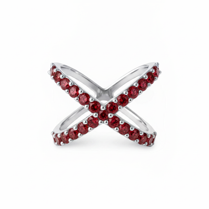 Linea X Ring – Deep Red Garnet