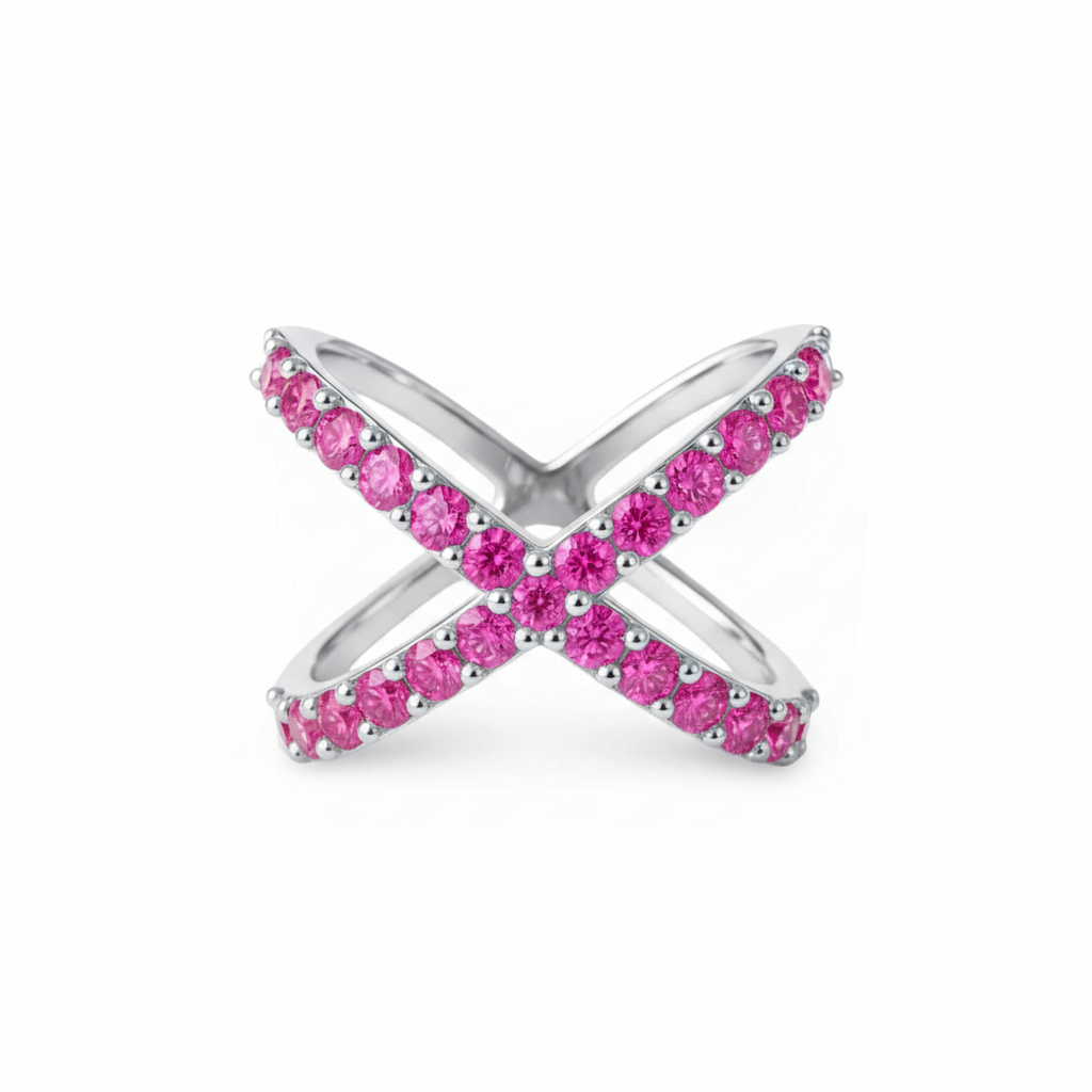 Linea X Ring – Vivid Pink Sapphire