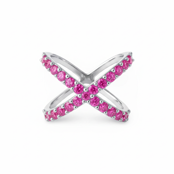 Linea X Ring – Vivid Pink Sapphire