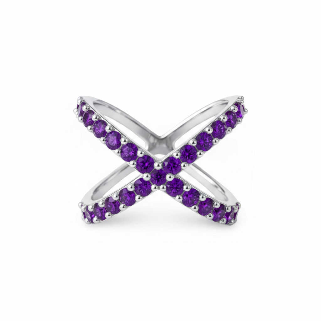 Linea X Ring – Purple Amethyst