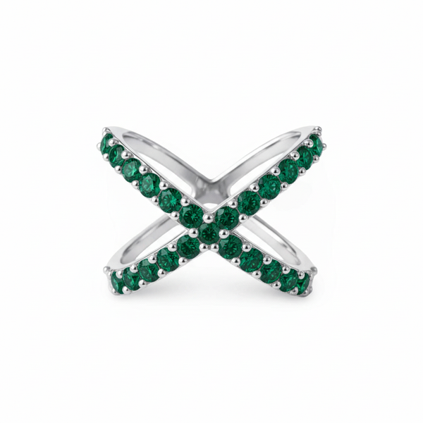 Linea X Ring – Zambian Green Emerald