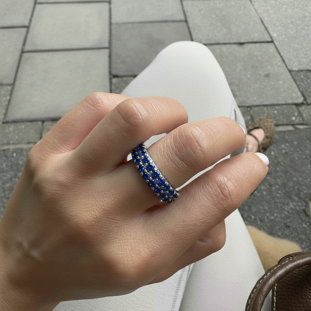 Linea Twin Ring – Blue Sapphire