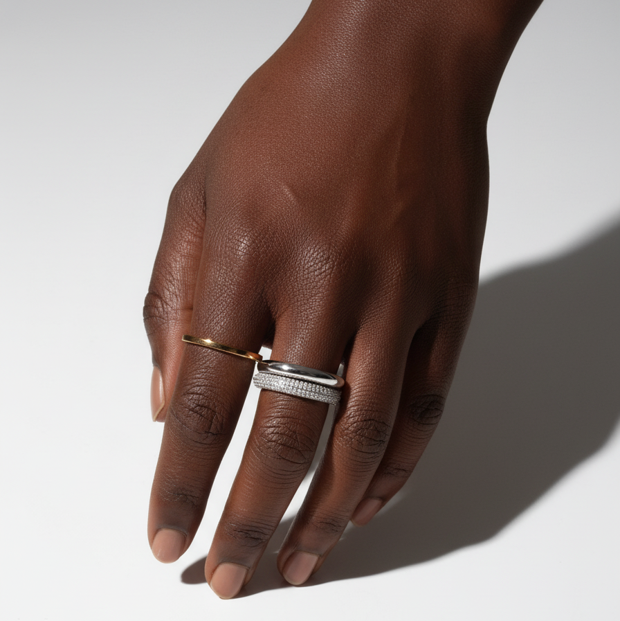 Linea Glide Midi Ring – White Diamond