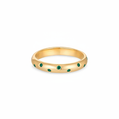 Linea Confetti Band Ring – Zambian Green Emerald