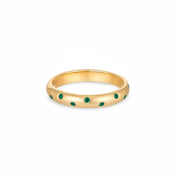 Linea Confetti Band Ring – Zambian Green Emerald